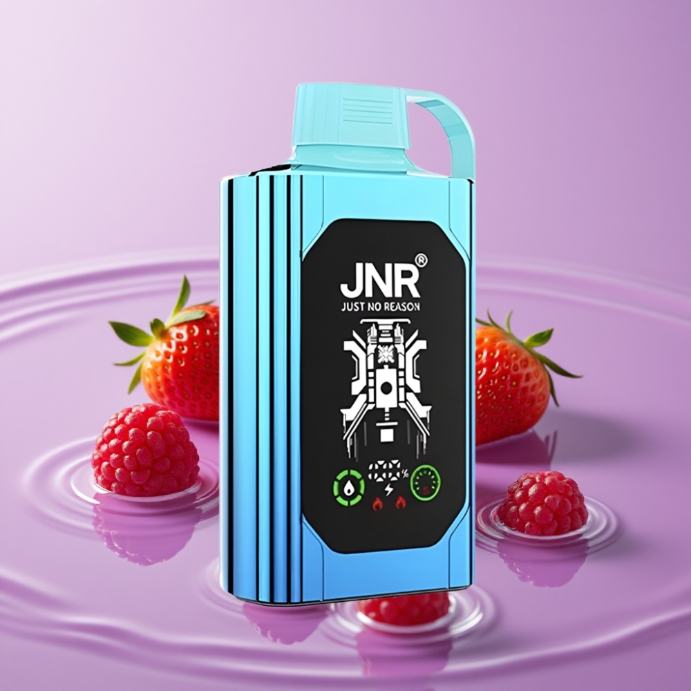 JNR Shisha Hookah Box 20500 نفخة - فراولة توت حلوى، شاشة HD، 25مل، شحن Type-C