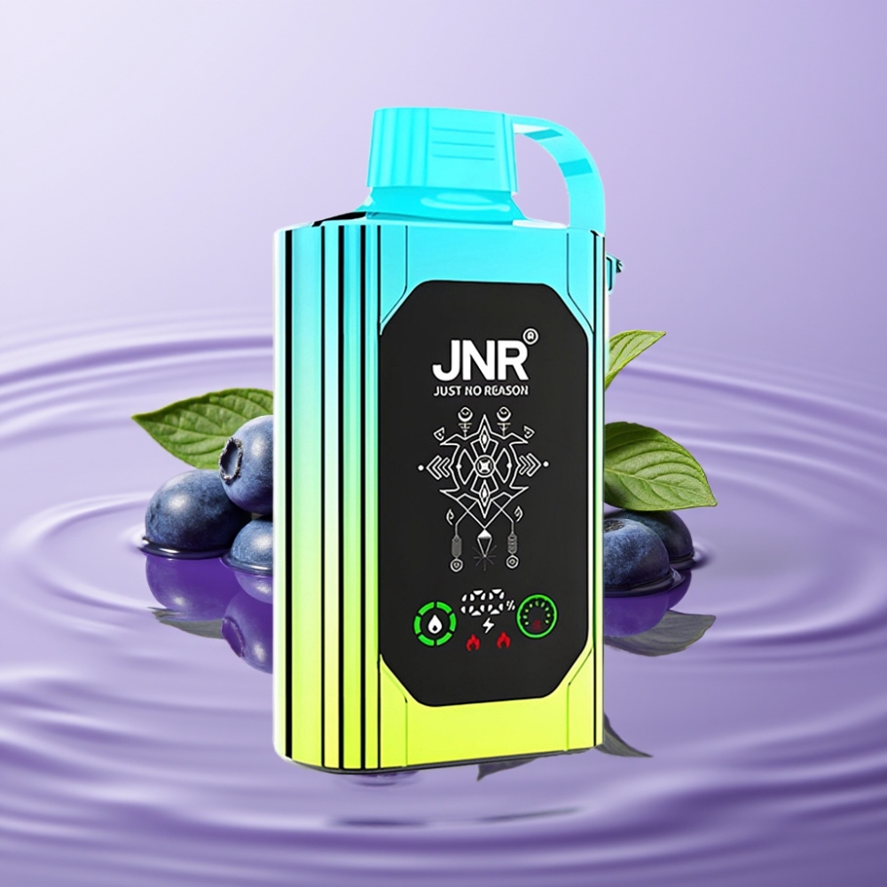 JNR Shisha Hookah Box 20500 نفخة - نعناع توت أزرق، شاشة HD، 1000 مللي أمبير، شحن Type-C