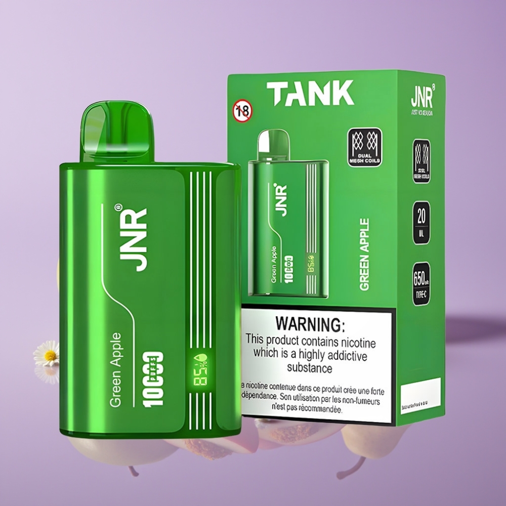 JNR Tank 10000 Puffs Disposable Vape تفاحة خوخ إجاص - 20مل، شاشة رقمية، شحن سريع