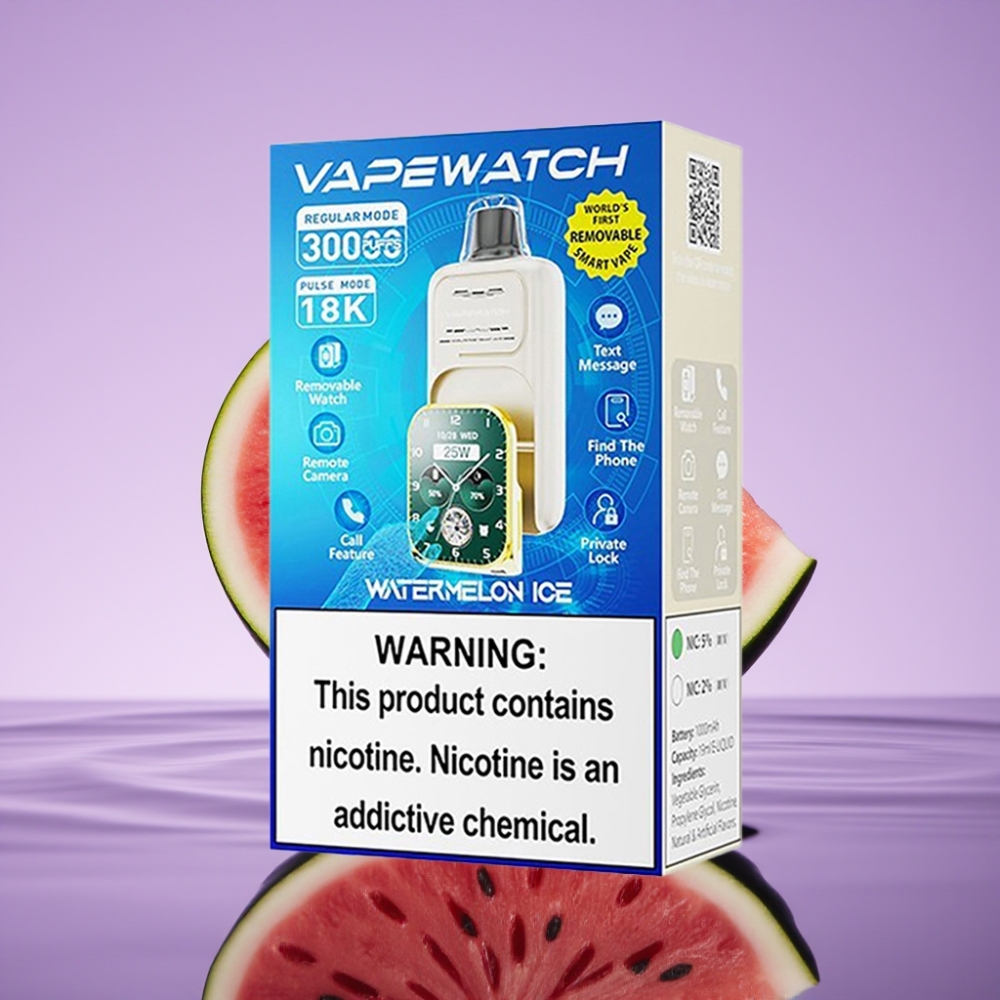 JNR VapeWatch 30000 Puffs سيجارة إلكترونية بطعم البطيخ المثلج - 19مل، 5 نيكوتين، شحن Type-C