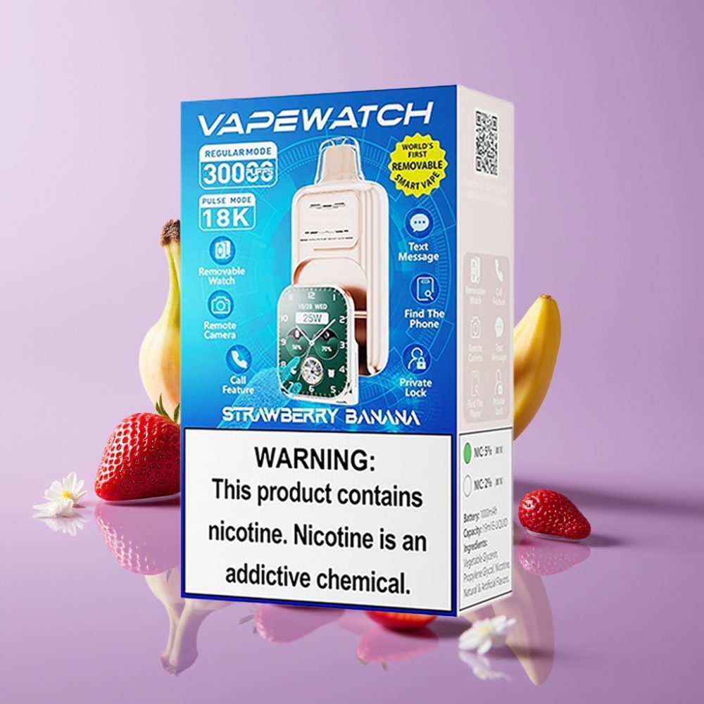 JNR VapeWatch 30000 Puffs فراولة موز - 1000mAh، 19mL، 5 نيكوتين