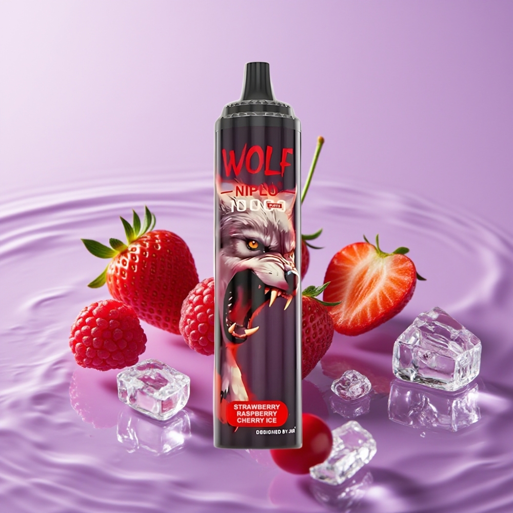 JNR Wolf Niplo 10000 Puffs - فراولة توت أحمر كرز مثلج - 20مل/650مل أمبير/شحن Type-C