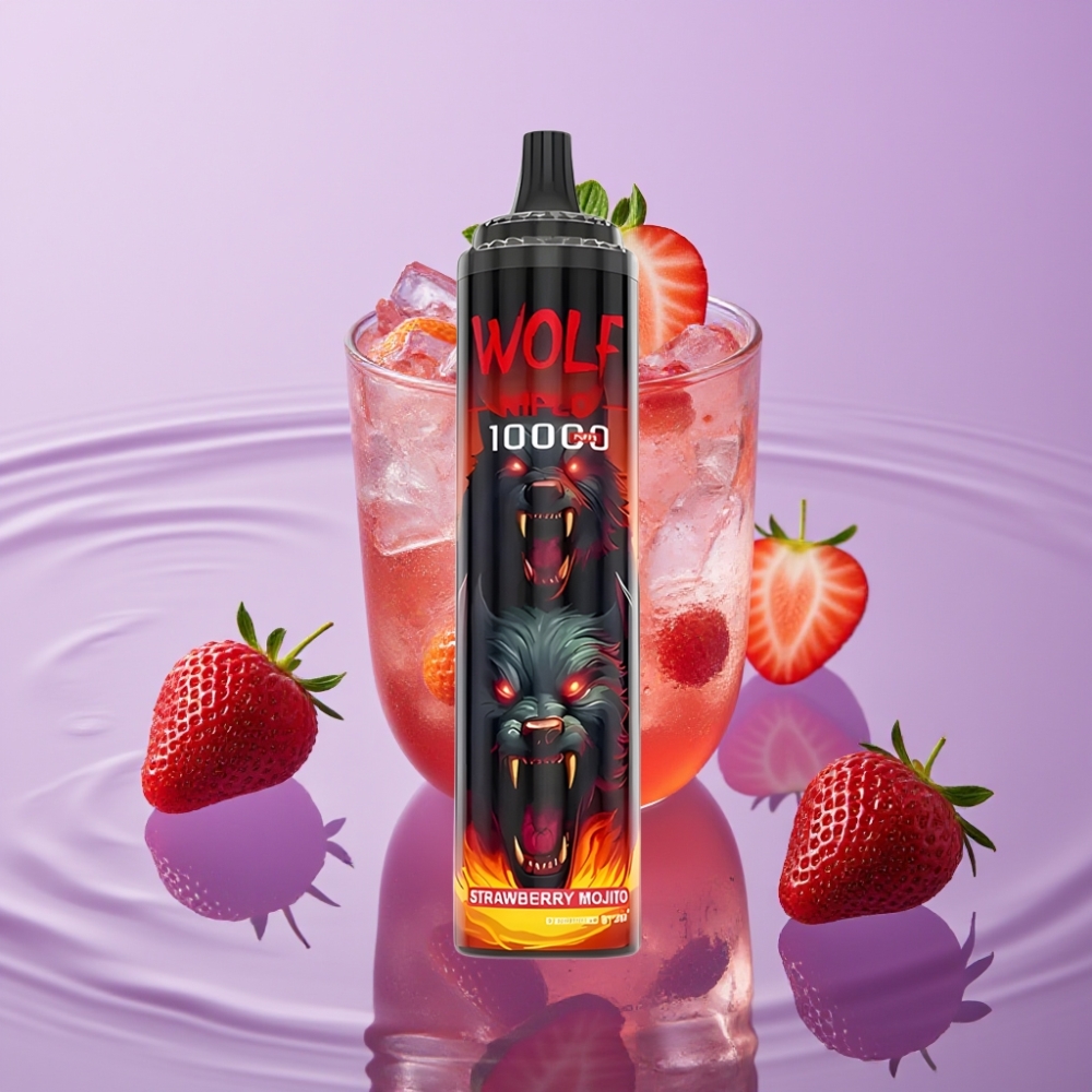 JNR Wolf Niplo 10000 Puffs - فراولة موجيتو - 20مل/650مل أمبير/شحن Type-C