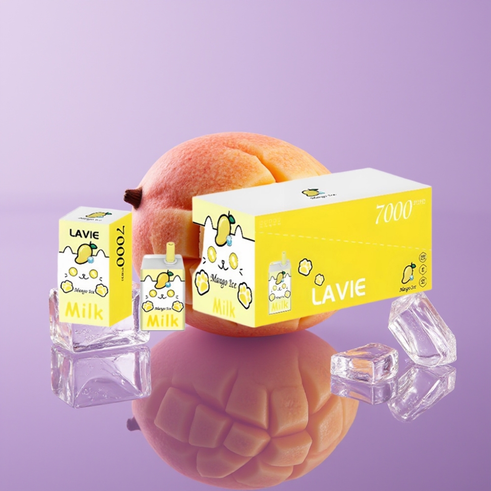 LAVIE Milk 7000 نفخة بنكهة مانجو آيس – 16ML، 600mAh، شحن USB-C