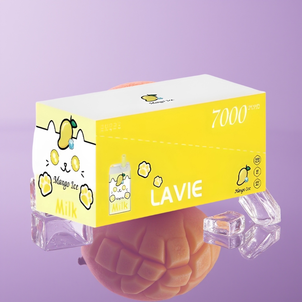 LAVIE Milk 7000 نفخة بنكهة مانجو آيس – 16ML، 600mAh، شحن USB-C