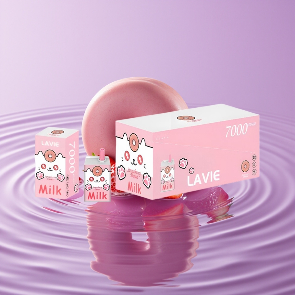 LAVIE Milk 7000 نَفخة / ستروبيري دونات - 16مل، 600مللي أمبير، شحن نوع سي