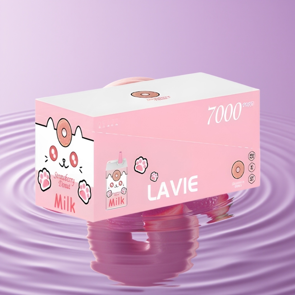 LAVIE Milk 7000 نَفخة / ستروبيري دونات - 16مل، 600مللي أمبير، شحن نوع سي