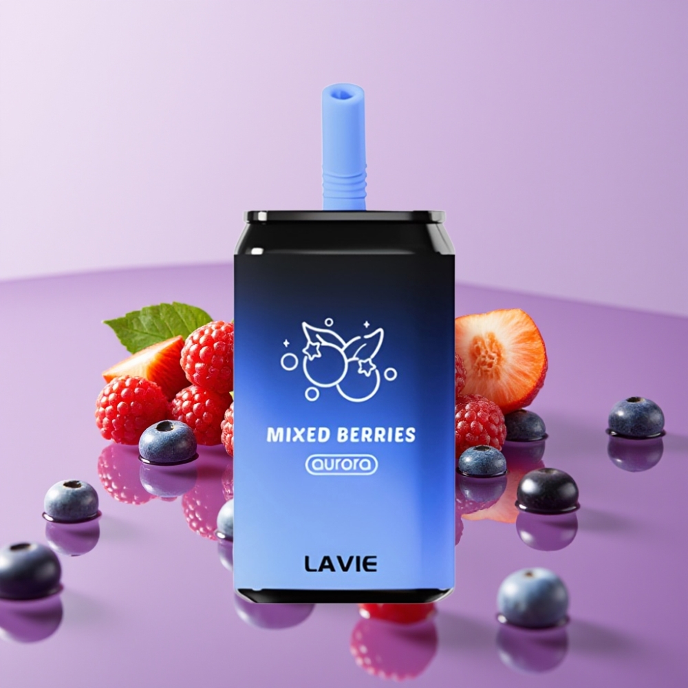 Lavie Aurora 11000 نفخة - توت مشكل، 22مل، 650مللي أمبير، شحن نوع سي