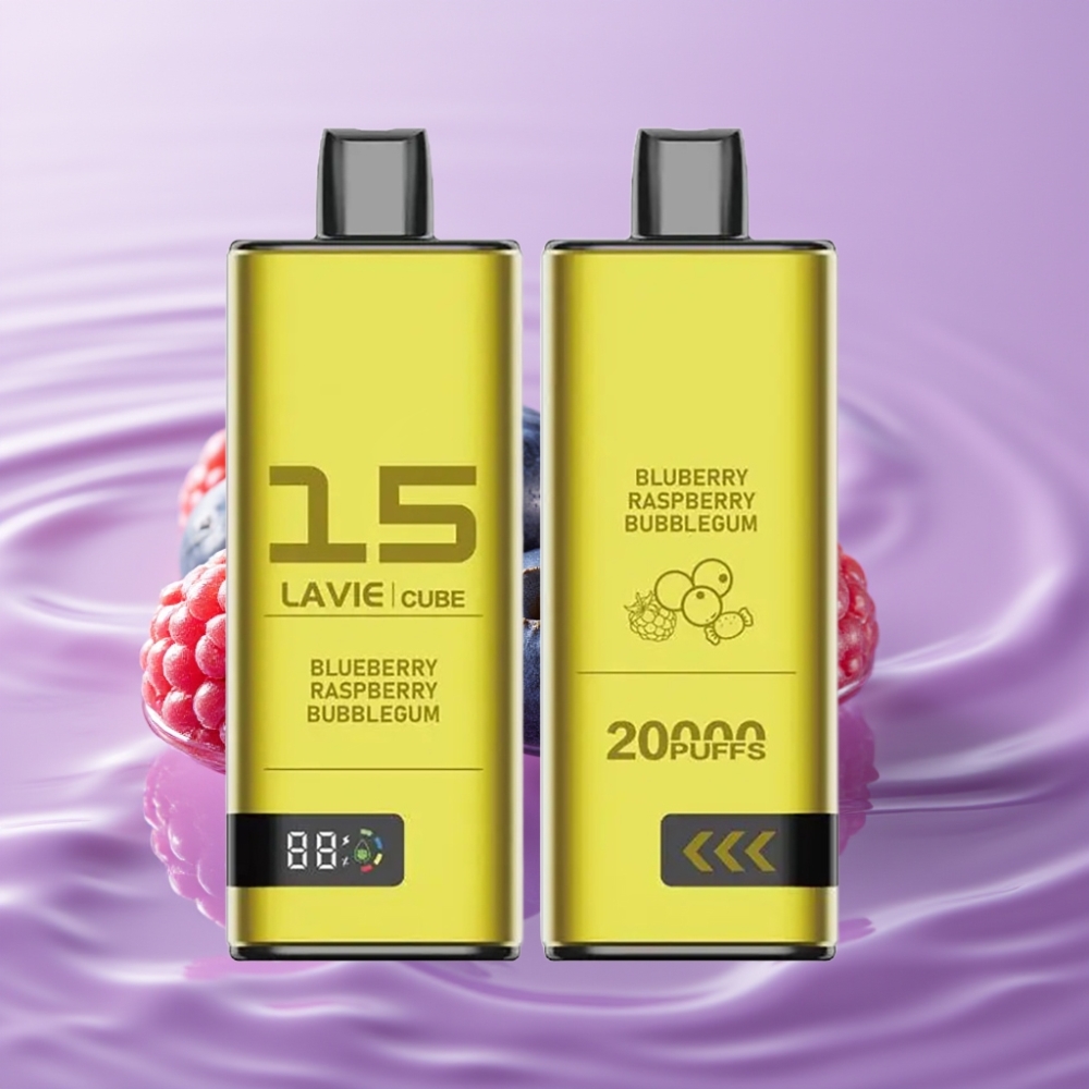 Lavie Cube 20000 نفث جهاز تبخير لمرة واحدة بنكهة التوت والعلكة الفقاعية مع 2/5 نيكوتين ملح و28مل