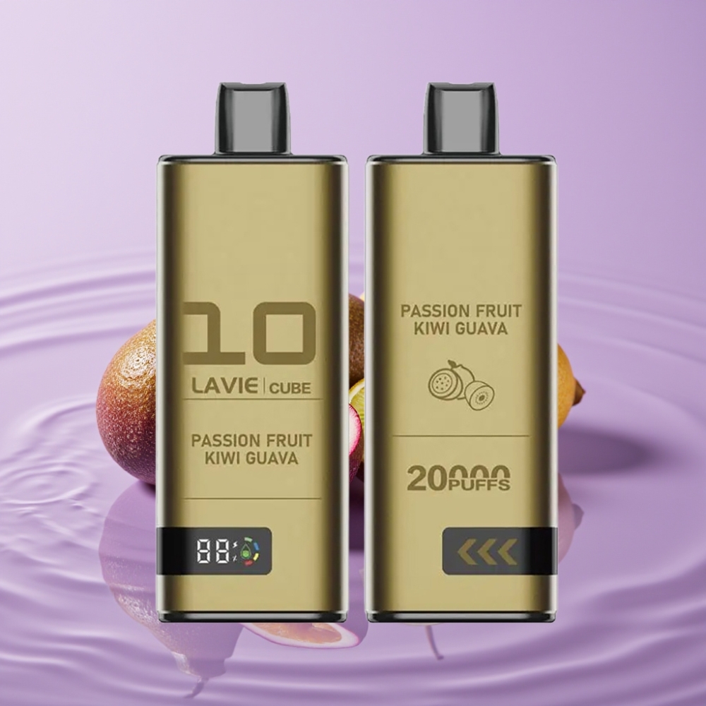 Lavie Cube 20000 نفث سجارة إلكترونية ذات استخدام لمرة واحدة بنكهة فاكهة العاطفة والكيوي والجوافة - 28مل