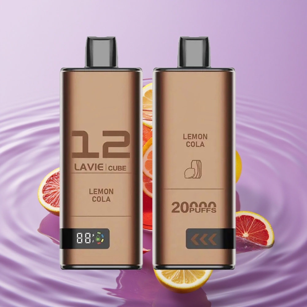 Lavie Cube 20000 نفخة سيجارة إلكترونية ليمون كولا - 2/5 نيكوتين، 28مل، شاحن Type C