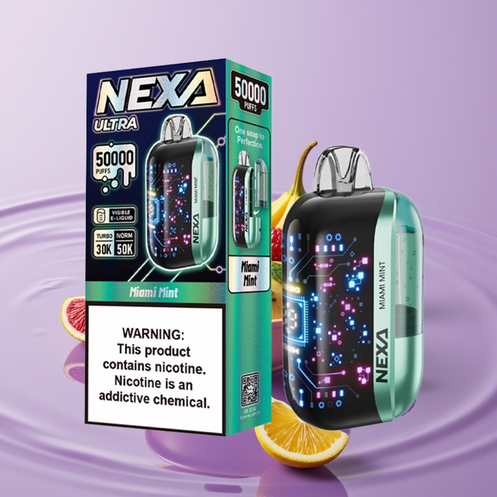 NEXA Ultra 50K Vape Disposable - Miami Mint - 20مل، 800مللي أمبير، شاشة منحنية