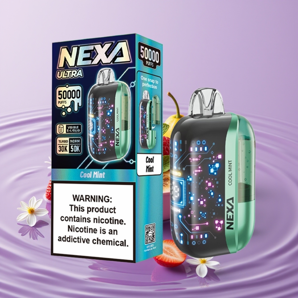 NEXA Ultra 50K Vape Disposable - نعناع منعش، 20مل، 50000 نفخة، شاشة منحنية