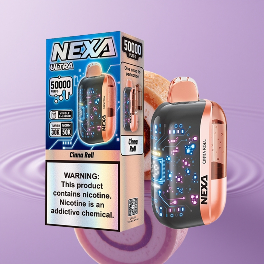 NEXA Ultra 50K بخاخ إلكتروني لمرة واحدة بنكهة سينا رول - 20مل، 5 نيكوتين، شاشة منحنية