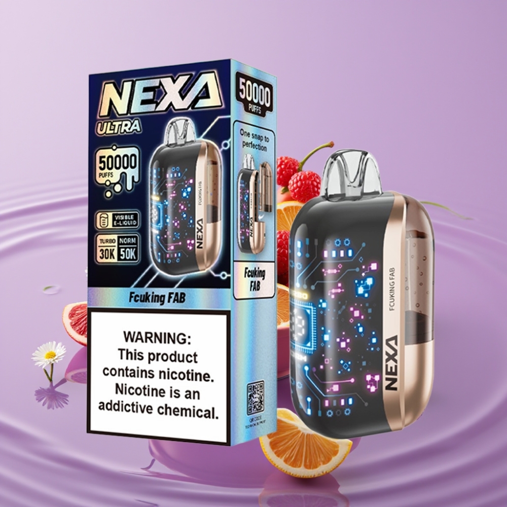 NEXA Ultra 50K بخاخ إلكتروني يمكن التخلص منه بنكهة Fcuking Fab - 20مل، 800مللي أمبير، شاشة منحنية