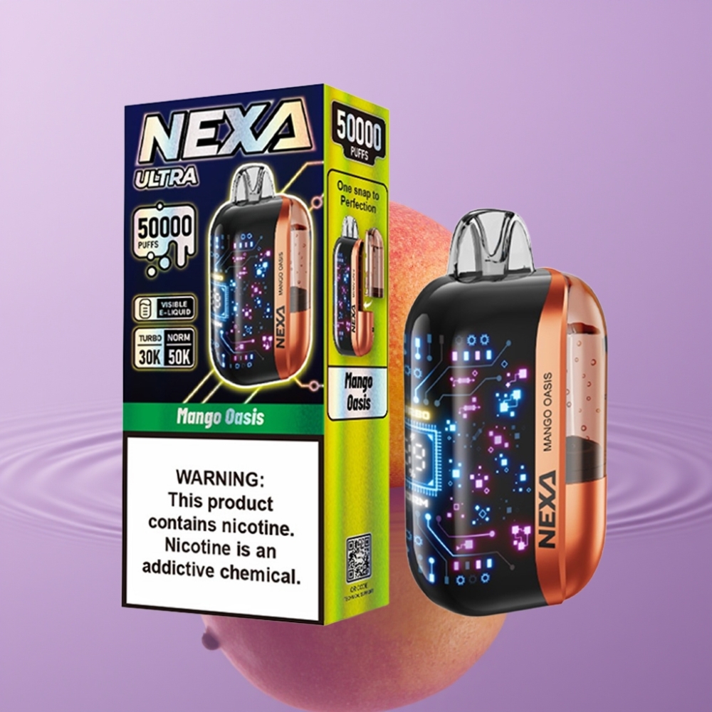 NEXA Ultra 50K بخاخ نكهة مانجو أواسيس - 20مل، 800مللي أمبير، شاشة منحنية