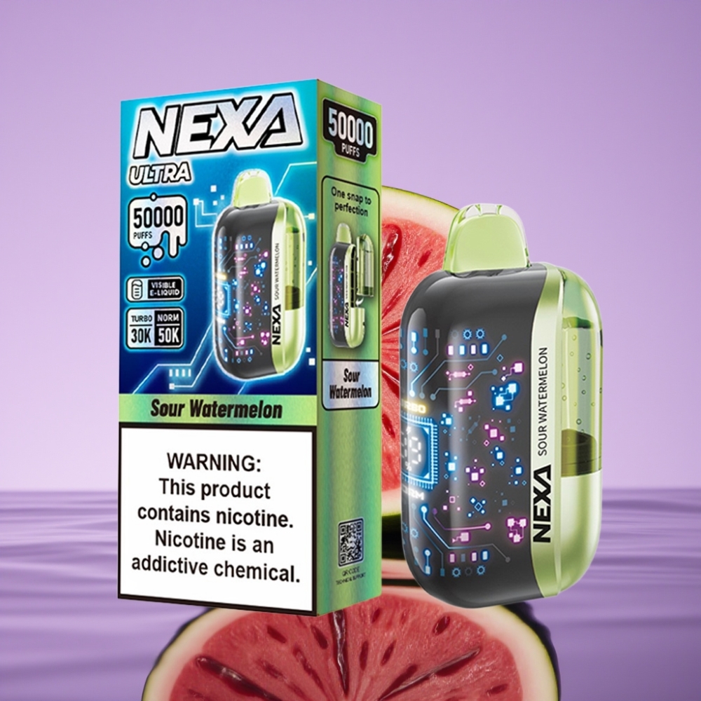 NEXA Ultra 50K سيجارة إلكترونية قابلة للتصريف بنكهة البطيخ الحامض - 20مل، 800 ملي أمبير، 50000 نفخة