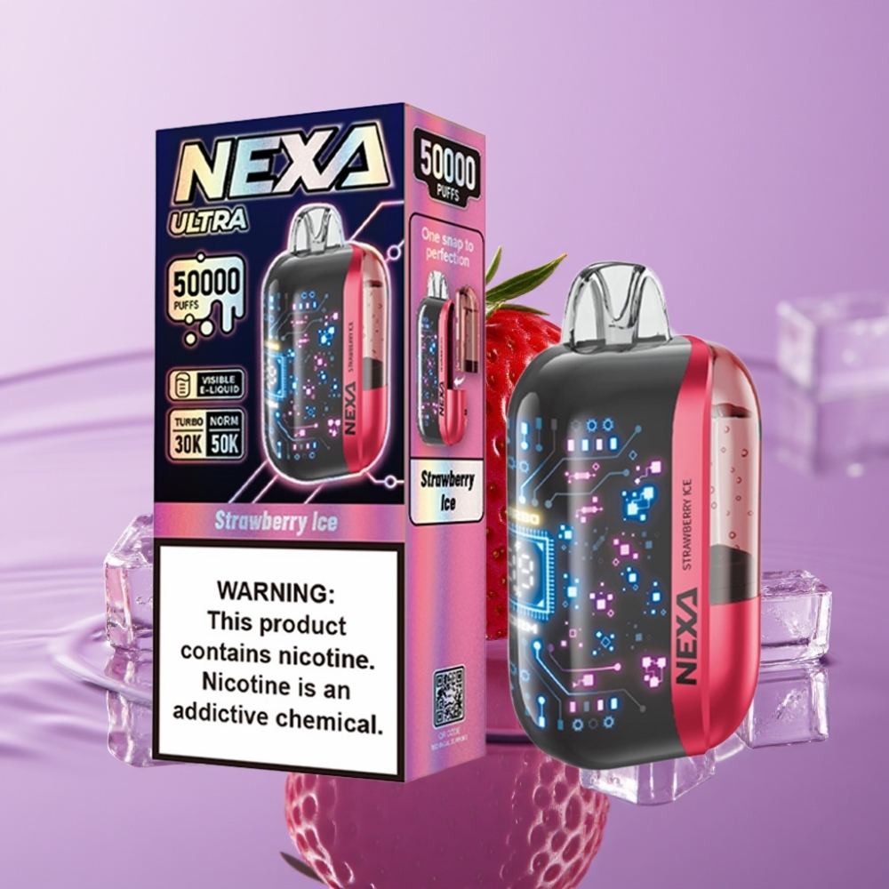 NEXA Ultra 50K شيشة إلكترونية فراولة مثلجة بسعة 20 مل و 50000 نفخة