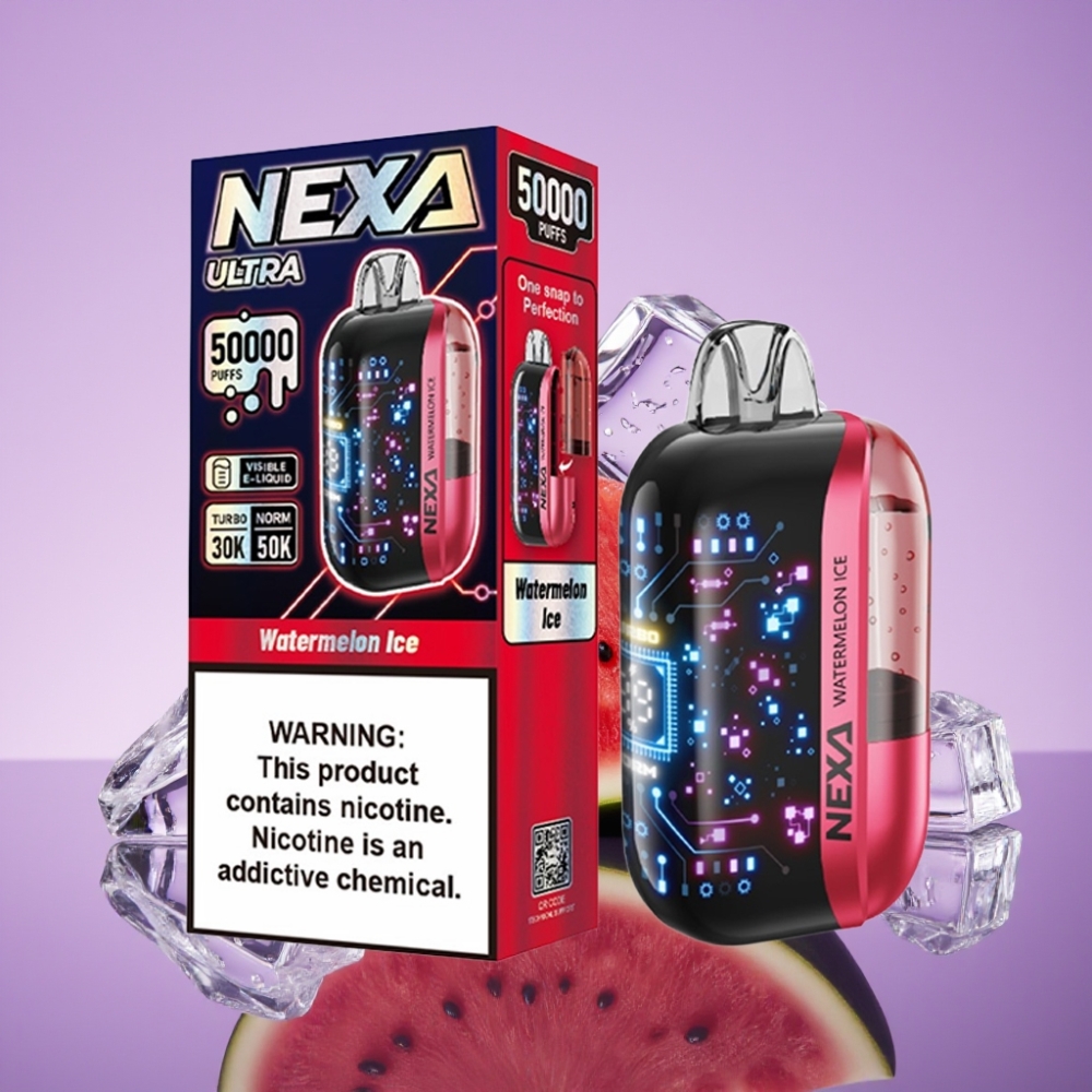 NEXA Ultra 50K علبة تبخير للاستخدام لمرة واحدة بنكهة البطيخ المثلج - 20مل، 800 مللي أمبير، 5 نيكوتين
