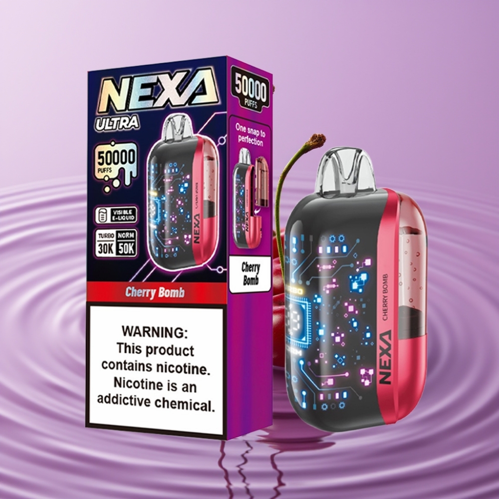 NEXA Ultra 50K علبة تبخير لمرة واحدة كرزي بومب - 20مل، 5 نيكوتين، شاشة منحنية