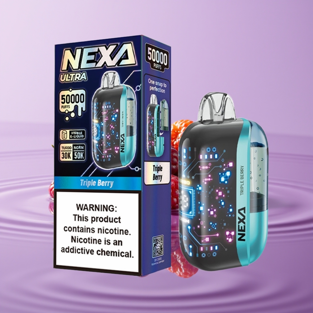 NEXA Ultra 50K فايب للاستخدام لمرة واحدة بنكهة التوت المثلث - 20مل، 800ميلي أمبير، 50000 نفخة