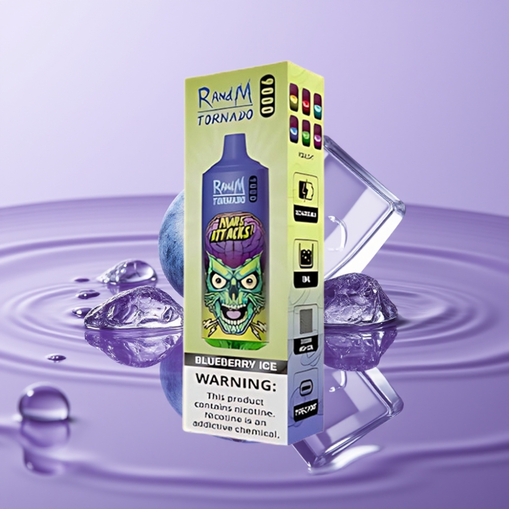 RandM Fumot Tornado 9000 نفخة - توت أزرق مثلج، شاشة RGB، 18 مل، 850 ملي أمبير