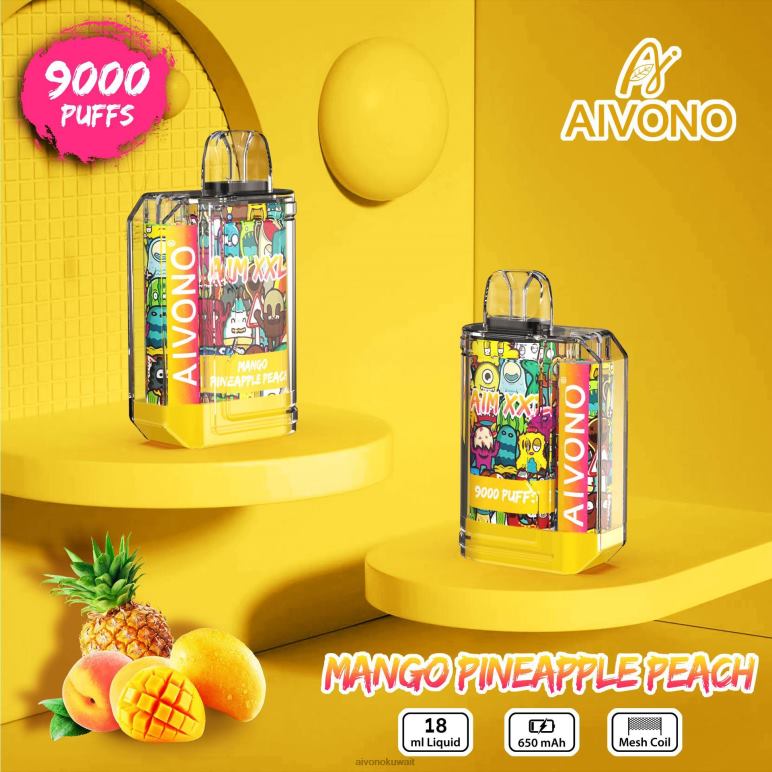 Aivono AIM XXL 9000 ملصق فم شفاف مانجو اناناس خوخ - RF62V49 Aivono Kuwait