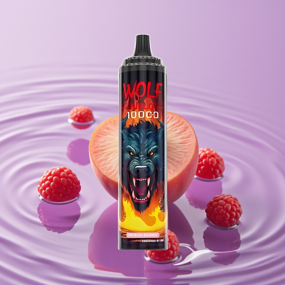 JNR Wolf Niplo 10000 Puffs بخوخ وتوت - 20مل، 5% نيكوتين، شحن Type-C