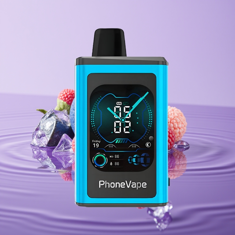 جهاز JNR PhoneVape 30000 نفث قابل للشحن مع بطارية 850mAh ونكهة Blue Razz Ice